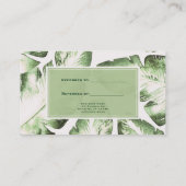 Elegante witte groene tropische bladeren Verwijs e Aanbevelingskaartje (Achterkant)