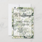 Elegante witte groene waterverf bloemenbruiloft kaart (Voorkant)
