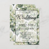 Elegante witte groene waterverf bloemenbruiloft kaart (Voorkant / Achterkant)