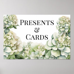 Elegante witte groene waterverf bloemenbruiloft poster