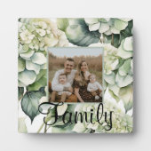 Elegante witte groene waterverf bloemenhortensia's fotoplaat (Voorkant)