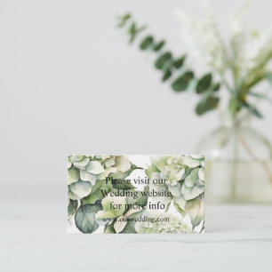 Elegante witte groene waterverf bloemenhortensia's informatiekaartje