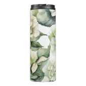 Elegante witte groene waterverf bloemenhortensia's thermosbeker (Achterkant)