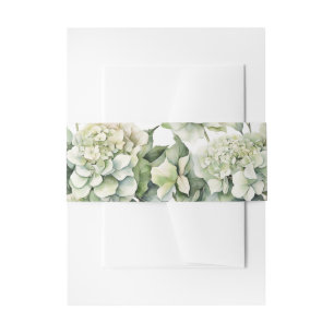 Elegante witte groene waterverf bloemenhortensia's uitnodigingen wikkel