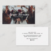 Elegante witte handgeschreven script fotografie vl visitekaartje (Voorkant / Achterkant)