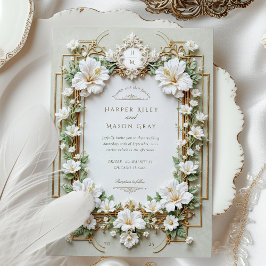 Elegante witte hibiscus met Faux Gold Kaart