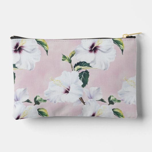 Elegante witte hibiscus op zachte roze achtergrond etui (Achterkant)