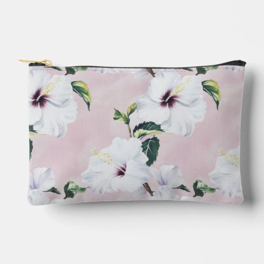 Elegante witte hibiscus op zachte roze achtergrond etui (Voorkant)