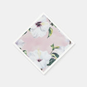 Elegante witte hibiscus op zachte roze achtergrond servet (Hoek)
