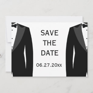 Elegante witte homohuwelijk save the date kaart