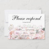 Elegante witte hortensia als roze rozen RSVP (Voorkant)