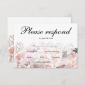 Elegante witte hortensia als roze rozen RSVP (Voorkant / Achterkant)