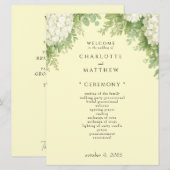 Elegante Witte Hortensia's Gele Trouwprogramma II Programma (Voorkant / Achterkant)