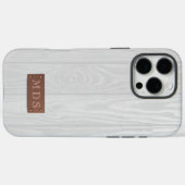 Elegante Witte Houten Graan Monogram Initialen Case-Mate iPhone Case (Achterkant (horizontaal))
