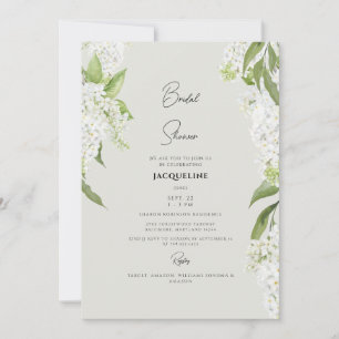 Elegante witte hydrangea beige bruidsdouche kaart