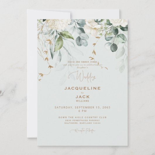 Elegante Witte Hydrangea Lichte Wijze Bruiloft II Kaart (Voorkant)