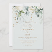 Elegante Witte Hydrangea Lichte Wijze Bruiloft Kaart (Voorkant)