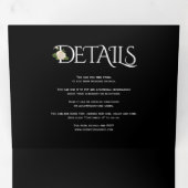 Elegante witte initialen en ampersand, rozen bruil drieluik uitnodiging (Binnenzijde eerst)