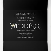 Elegante witte initialen en ampersand, rozen bruil drieluik uitnodiging (Binnenkant midden)