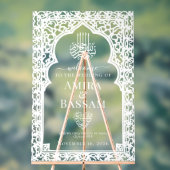 Elegante witte islamitische boog koppels bruiloft acryl bord (Neutraal)