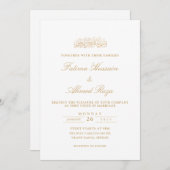 Elegante witte islamitische bruiloft kaart (Voorkant / Achterkant)