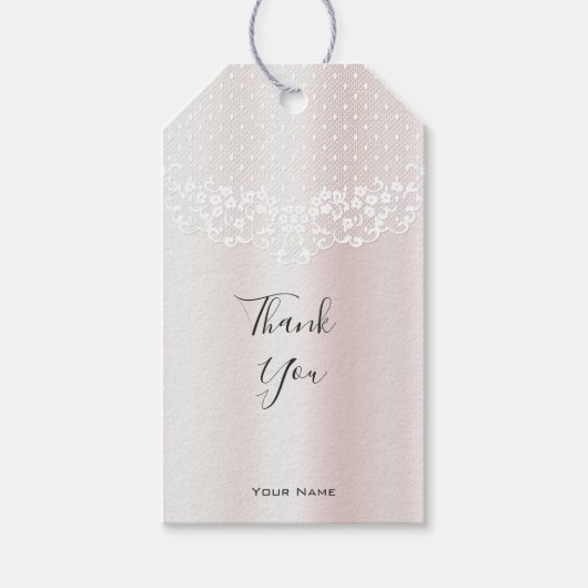 Elegante Witte Kant Bloemen Gift Label Cadeaulabel (Voorkant)