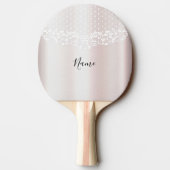 Elegante witte kant Bloemen Ping Pong Paddle Tafeltennisbatje (Achterkant)