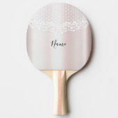 Elegante witte kant Bloemen Ping Pong Paddle Tafeltennisbatje (Voorkant)