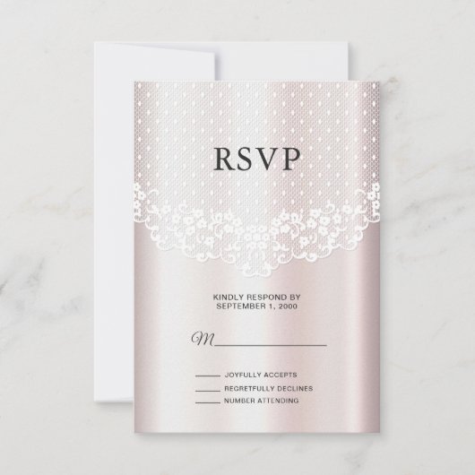 Elegante witte kant Bloemen RSVP kaart (Voorkant)