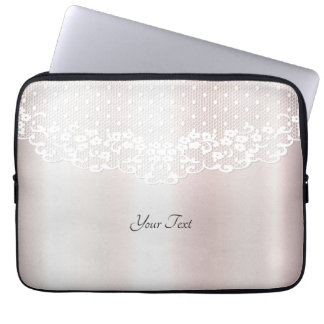 Elegante witte kant bloemenlaptophoes laptop sleeve