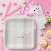 Elegante witte kant bloemenpapier Bord (Feest)