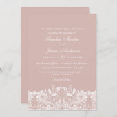 Elegante witte kant bruiloft uitnodiging (Voorkant / Achterkant)