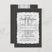 Elegante witte kant op zwart kaart (Voorkant / Achterkant)