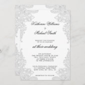 Elegante witte kanten trouwuitnodigingen kaart (Voorkant / Achterkant)