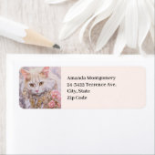 Elegante witte kat in goud en diamanten etiket (Insitu)