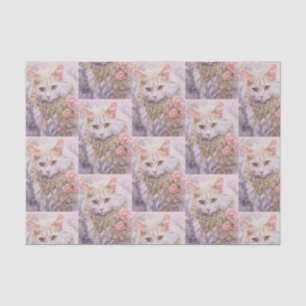 Elegante witte kat in luxe juwelen patroon tissuepapier