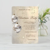 Elegante Witte Kerstballen, Kerstmispartij Kaart (Staand voorkant)