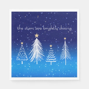 Elegante witte kerstboom met gouden sterren servet