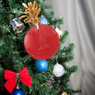 Elegante witte kerstboom rood glas ornament