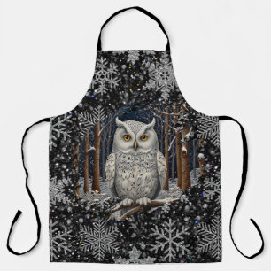 Elegante witte kerstboomuil bos winterwoud schort