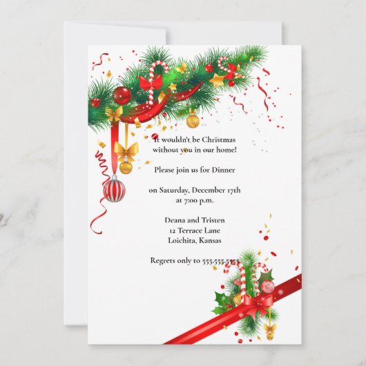 Elegante witte kerstfeest kaart (Voorkant)