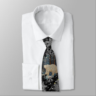 Elegante witte kerstpoolbeer sneeuwvlokken stropdas