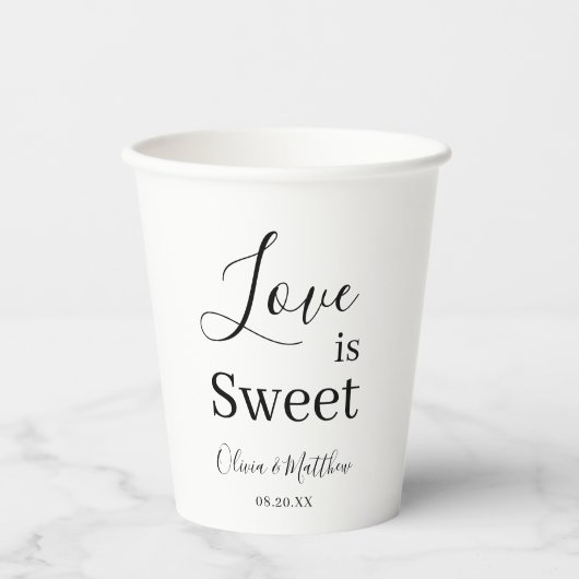 Elegante witte klassieke liefde is zoete bruiloft papieren bekers (Voorkant)