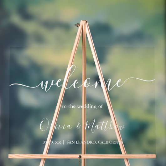 Elegante witte klassieke minimalistische bruiloft acryl bord (Neutraal)