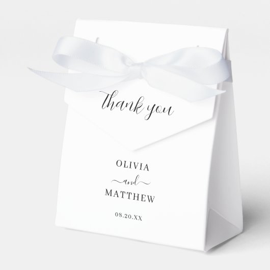 Elegante witte klassieke minimalistische bruiloft bedankdoosjes (Voorkant Zijde)