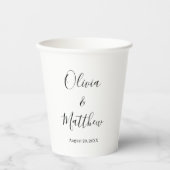 Elegante witte klassieke minimalistische bruiloft papieren bekers (Voorkant)