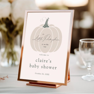 Elegante Witte Kleine Pompoen Herfst Baby Shower Poster