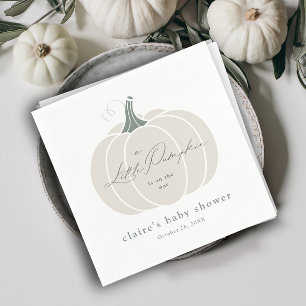 Elegante Witte Kleine Pompoen Herfst Baby Shower Servet