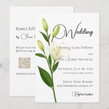 Elegante Witte Lelie Trouwkaart