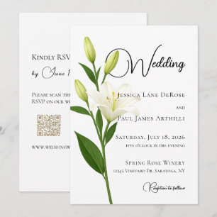 Elegante Witte Lelie Trouwkaart Kaart